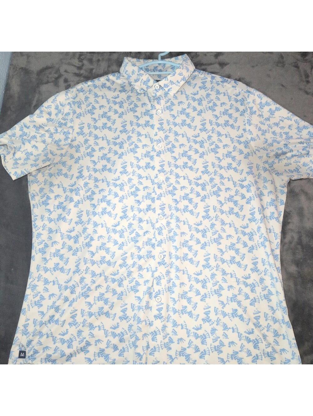 Mizzen Main Halyard Shirt Medium White Floral Hawaiian Aloha Short Sleeve Button